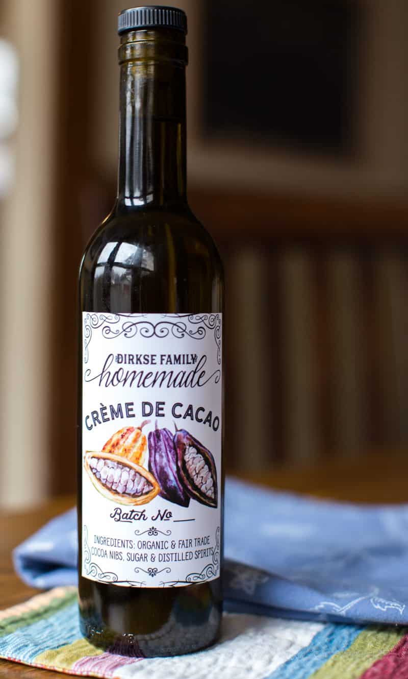 custom crème de cacao labels
