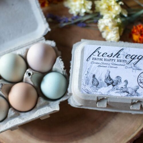 Vintage Style Custom Egg Carton Labels Black, Blue, or Red Fits