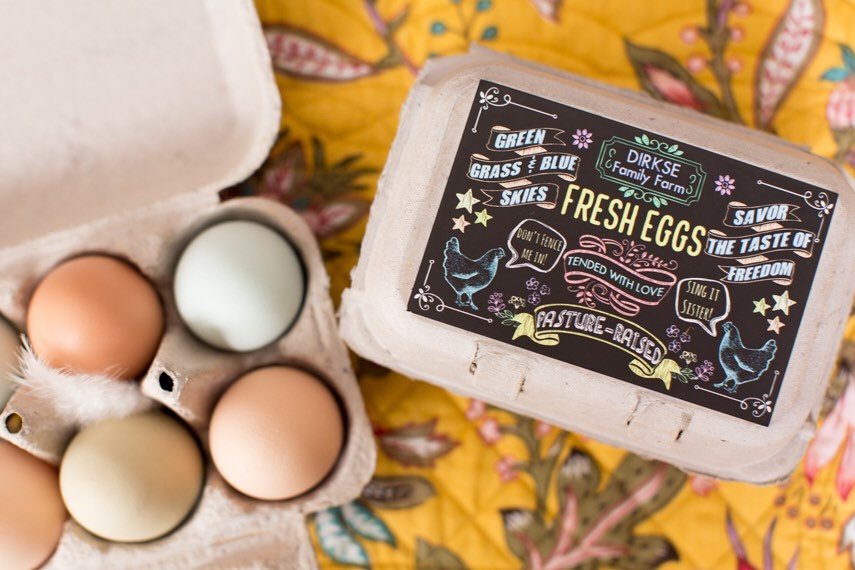 Customizable Chalkboard Style Egg Carton Label - Fresh Eggs - Pasture Raised