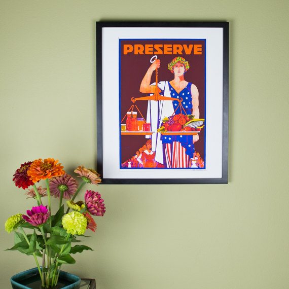 Preserve Poster - Justice Holding Scales of Fresh Produce