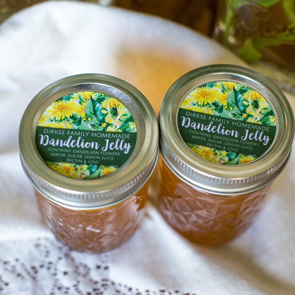 Customized Label – Dandelion Jelly, Dandelion Oil, Watercolor Style Label