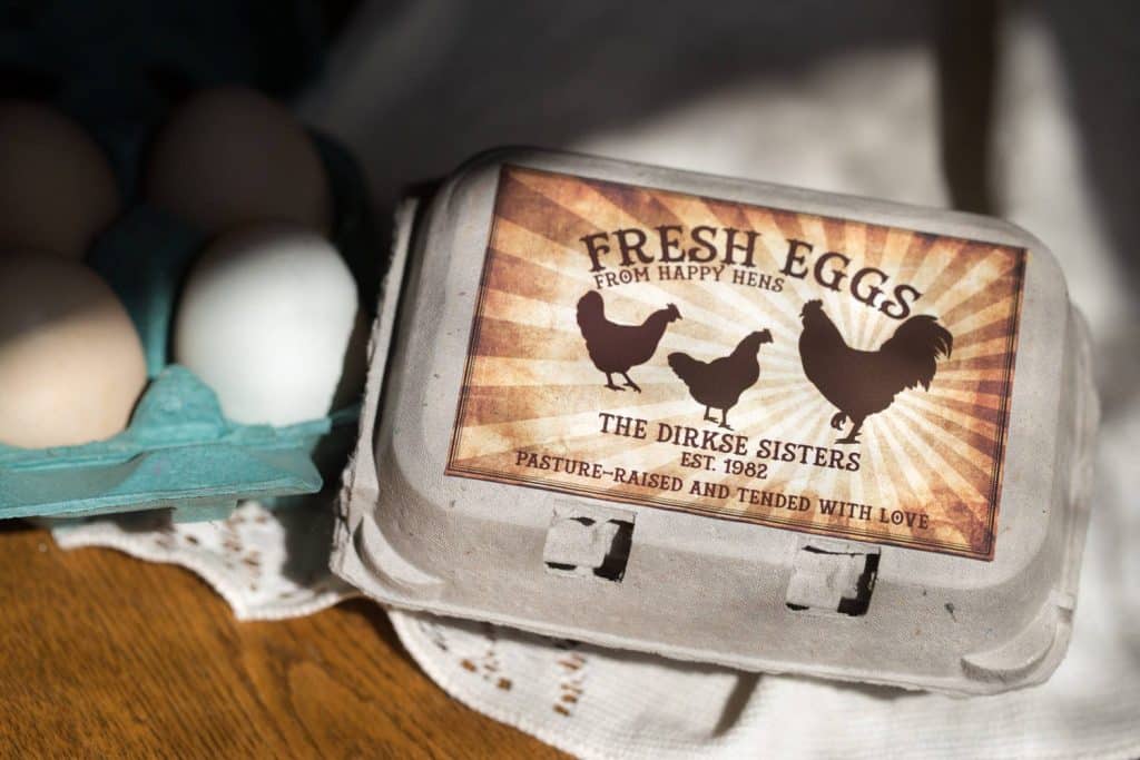 Half Dozen Rooster Sunrise Egg Carton Label