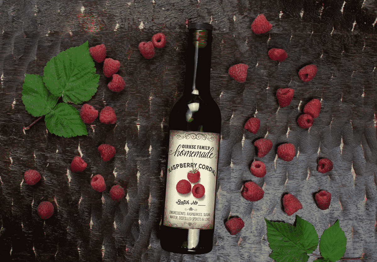 Raspberry Liqueur Customizable Label – Vintage Background