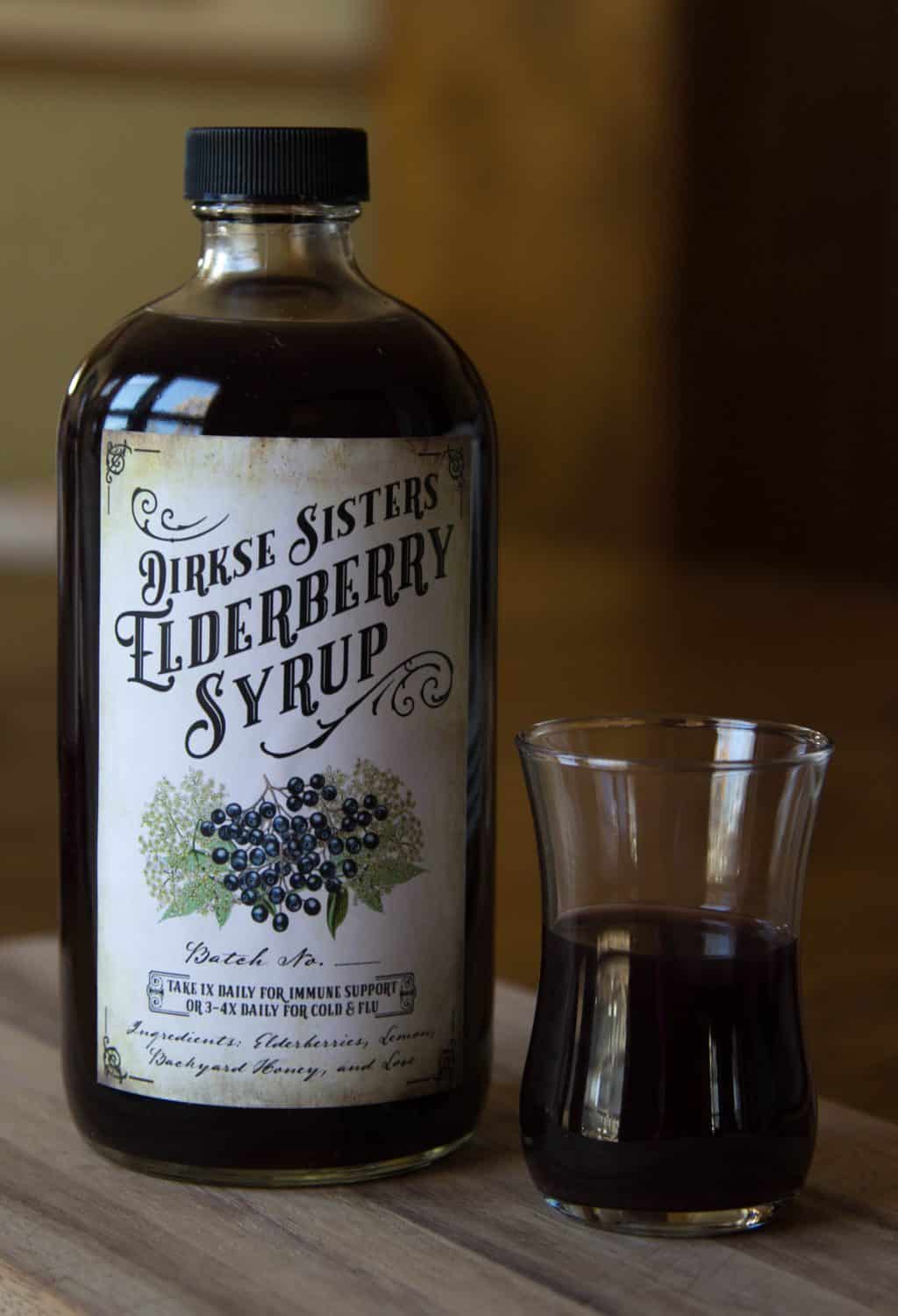 Customizable Elderberry Syrup Label - Vintage Style