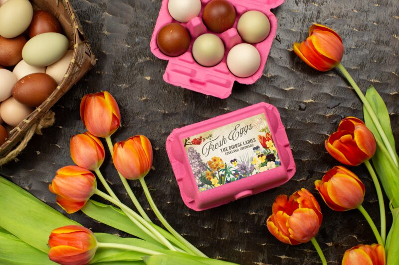 Half Dozen - Spring Flowers Egg Carton Labels - Customizable