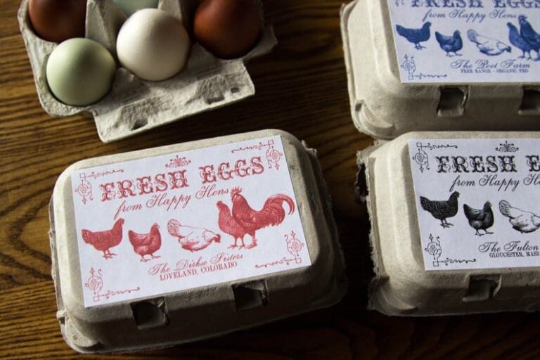 Vintage Style Custom Egg Carton Labels Black, Blue, or Red Fits
