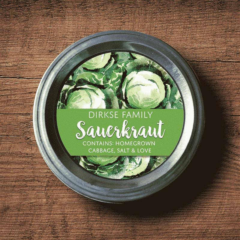 Customized Sauerkraut Canning Labels – Watercolor Style