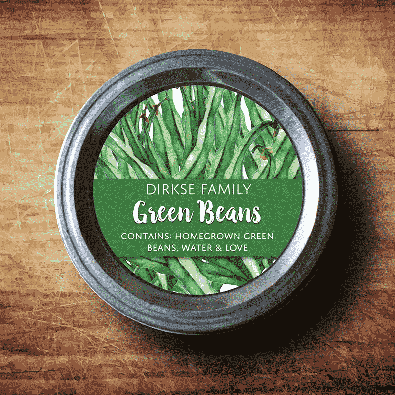 Customized Canning Label – Green Beans, Watercolor Style Label