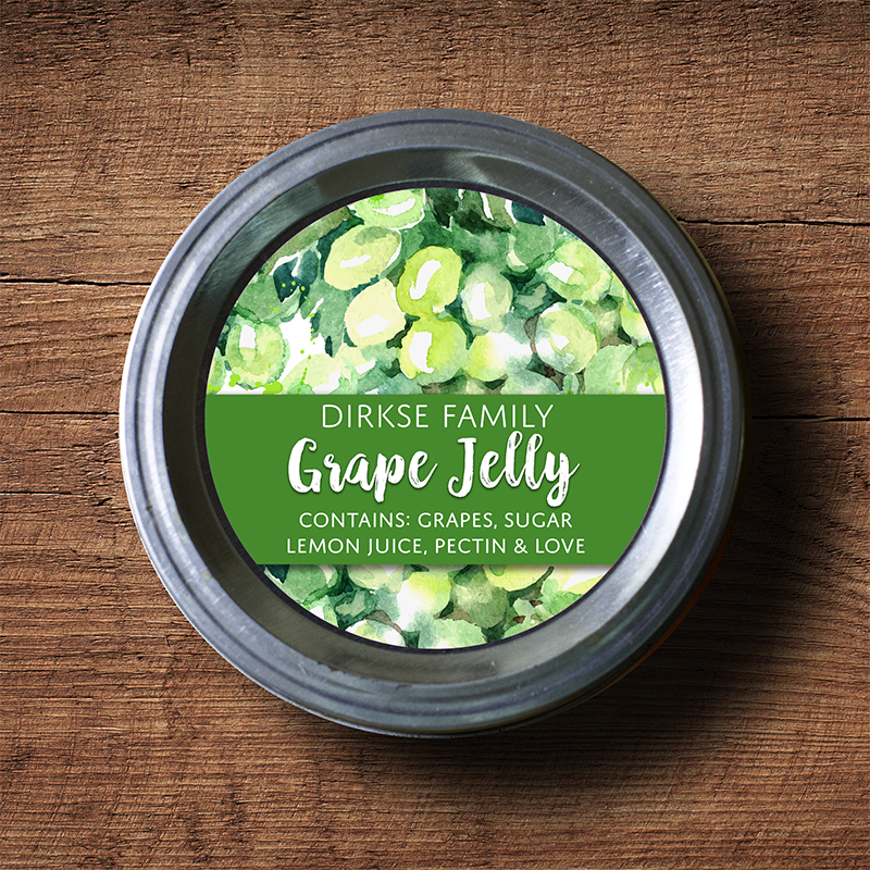 Customizable Grape Canning Labels – Watercolor Style