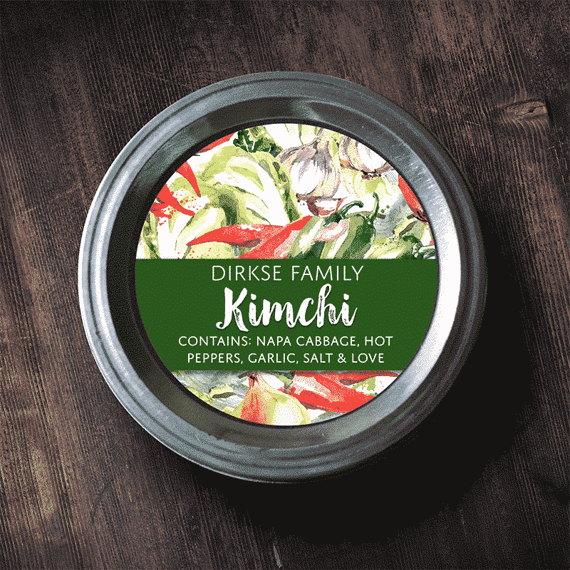 Customized Kimchi Label – Watercolor Canning Label
