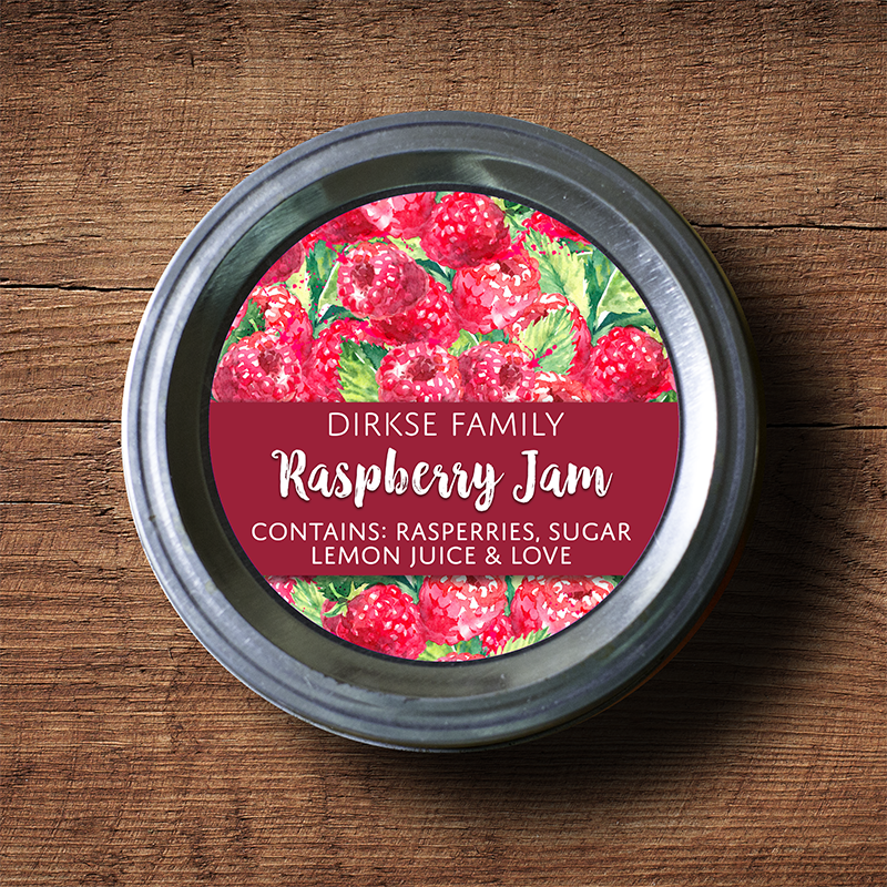 Customized Raspberry Canning Labels – Watercolor Style