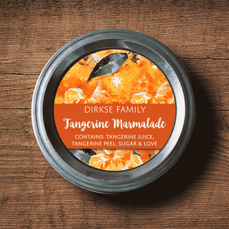 Customized Label – Tangerine Marmalade, Watercolor Canning Label