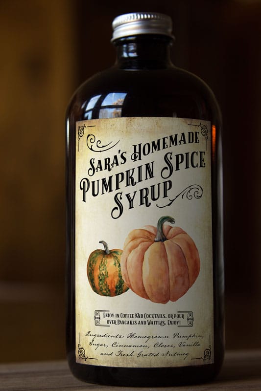 Custom Pumpkin Spice Syrup Labels – Vintage Style