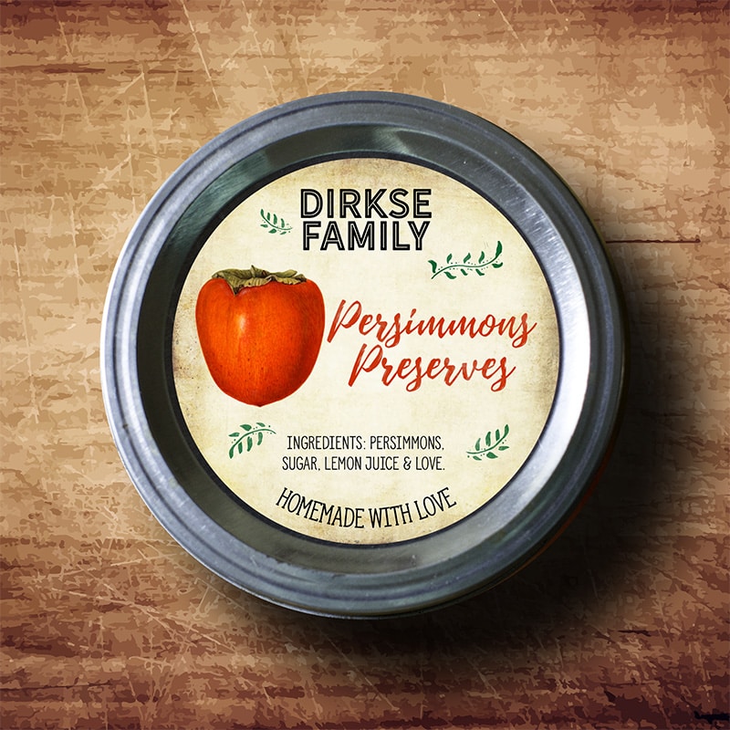 Persimmons Canning Labels – Customizable