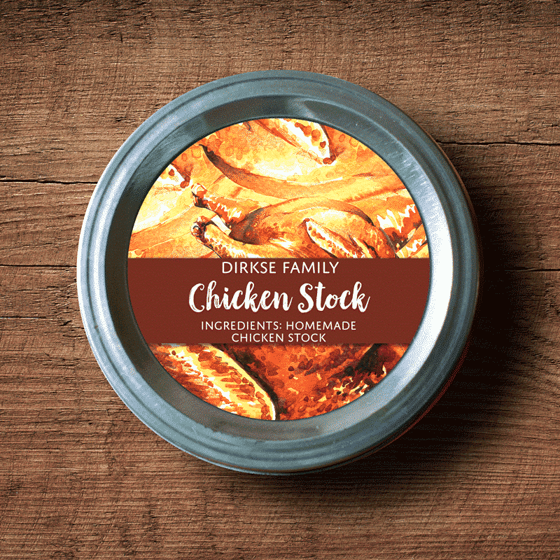 Customized Chicken Stock Canning Labels – Watercolor Style